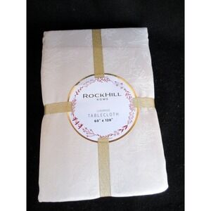 NWT Rockhill Home Luxurious Tablecloth 60x120 Linen Poinsettias Holly‎ Berries